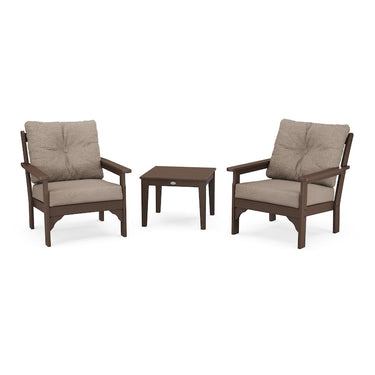 POLYWOOD Vineyard 3-Piece Deep Seating Set - Mahogany / Spiced Burlap